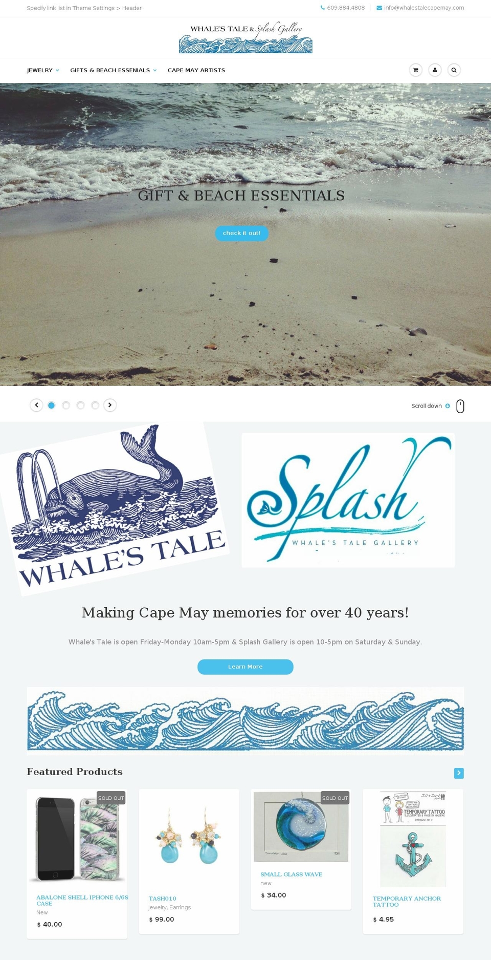 whalestalecapemay.com shopify website screenshot