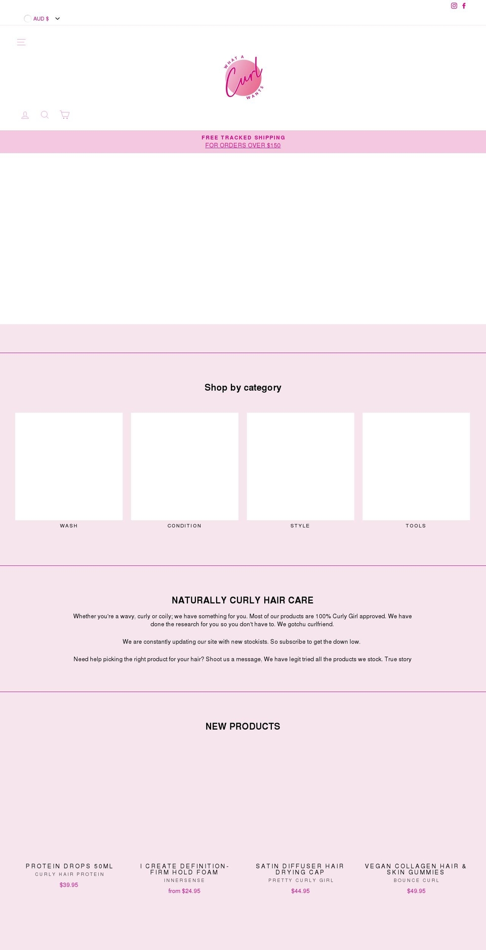 whatacurlwants.com.au shopify website screenshot