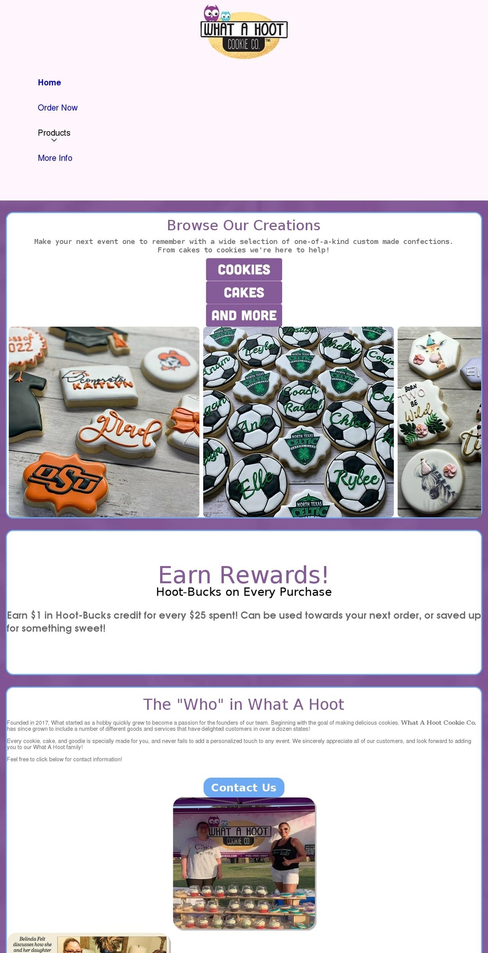 whatahootcookieco.com shopify website screenshot