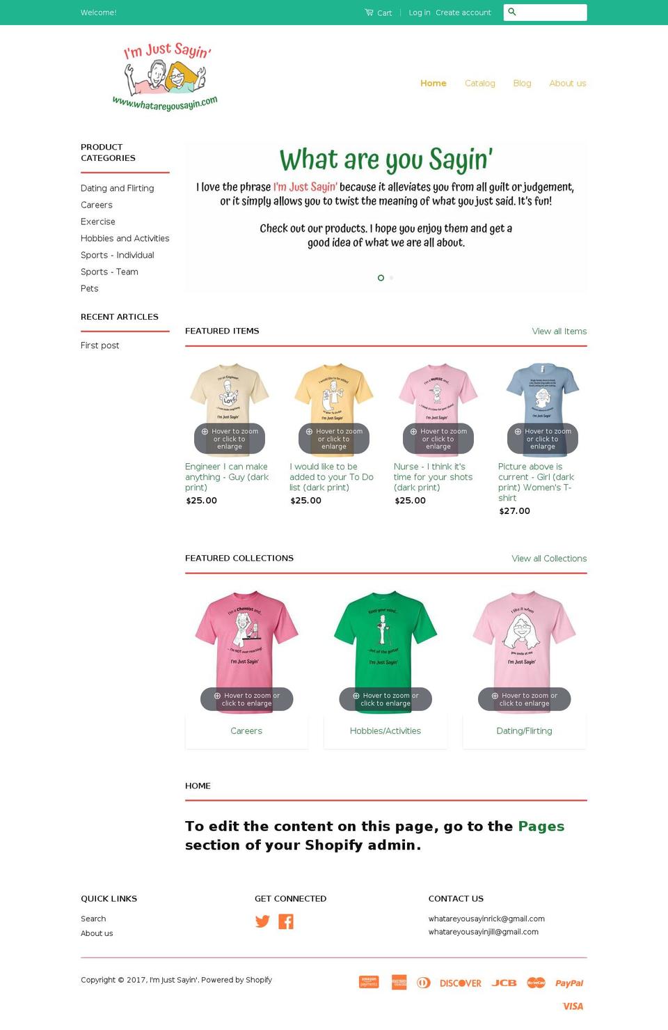 whatareyousayin.com shopify website screenshot