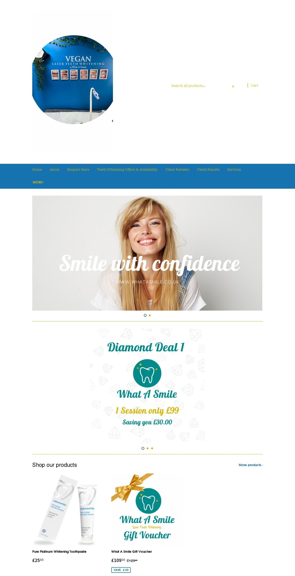 whatasmile.co.uk shopify website screenshot