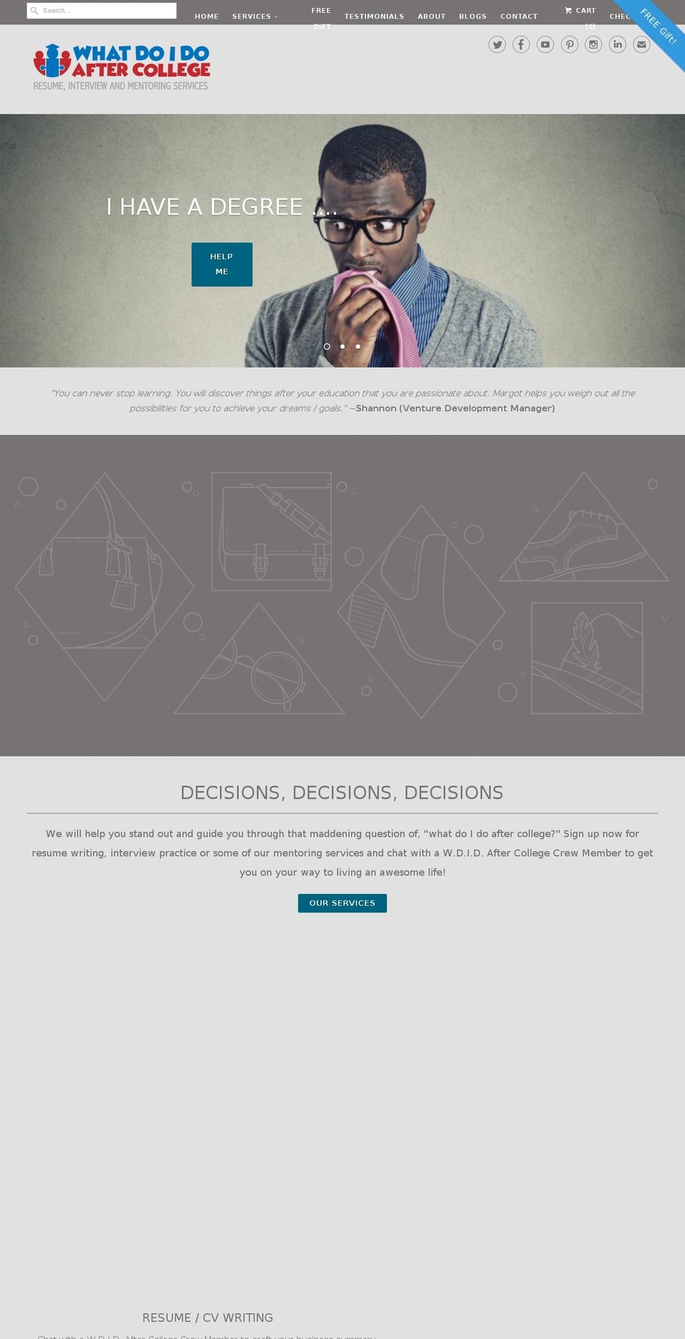 whatdoidoaftercollege.com shopify website screenshot