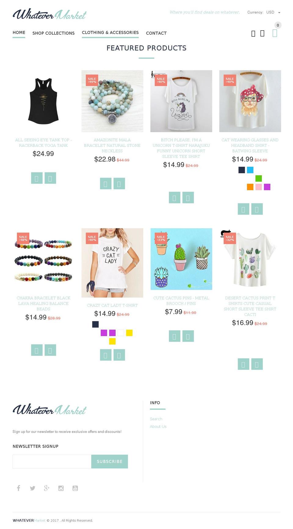 whatevermarket.com shopify website screenshot