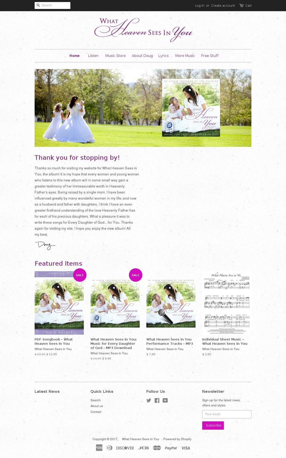 whatheavenseesinyou.com shopify website screenshot