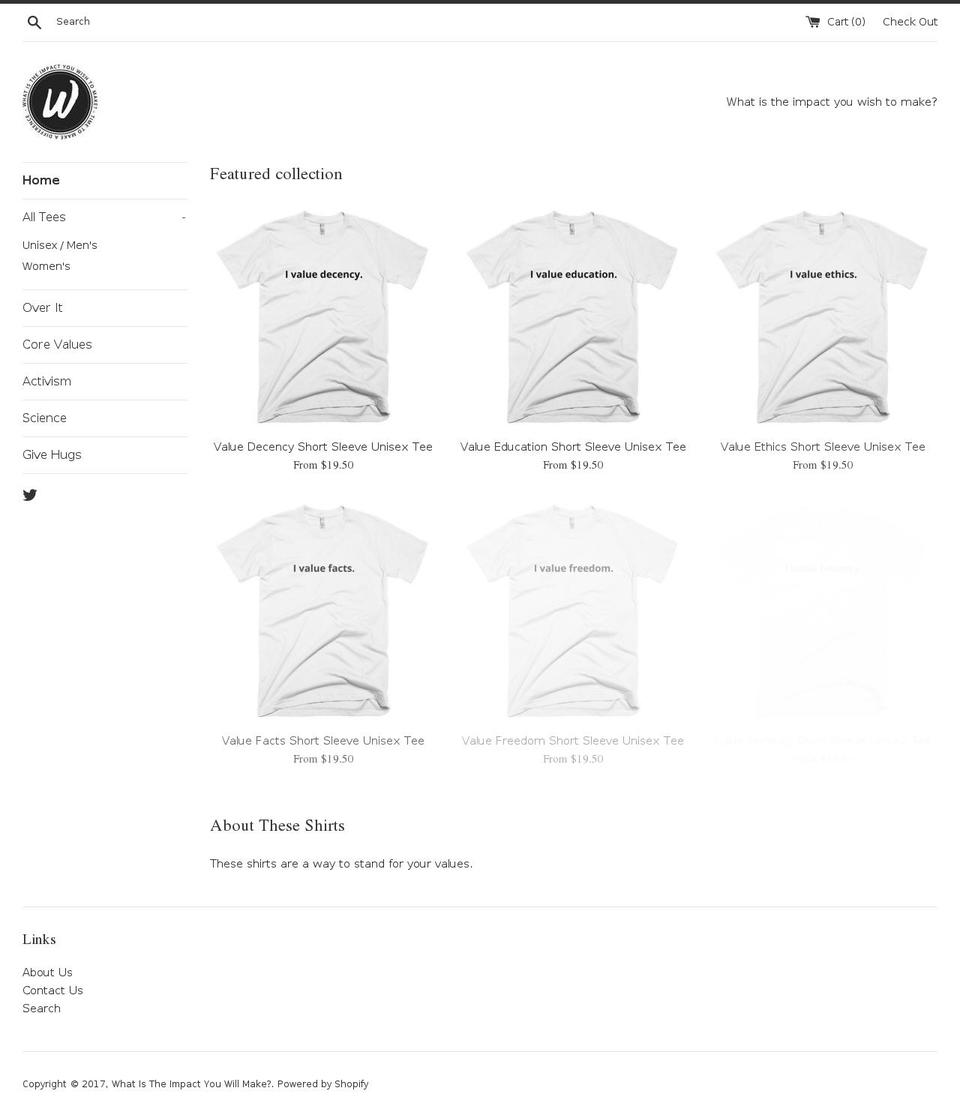 whatistheimpact.com shopify website screenshot
