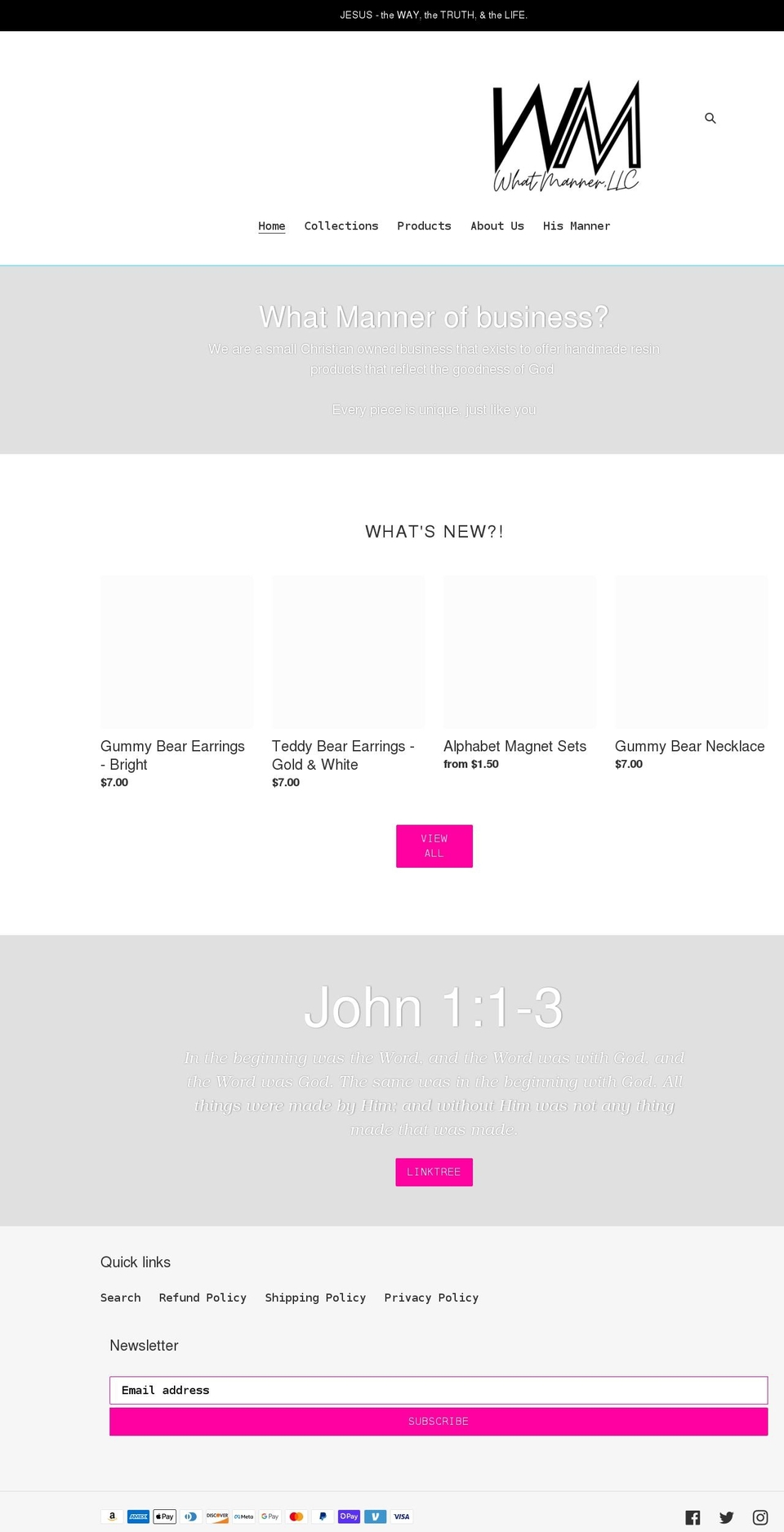 whatmannerllc.com shopify website screenshot