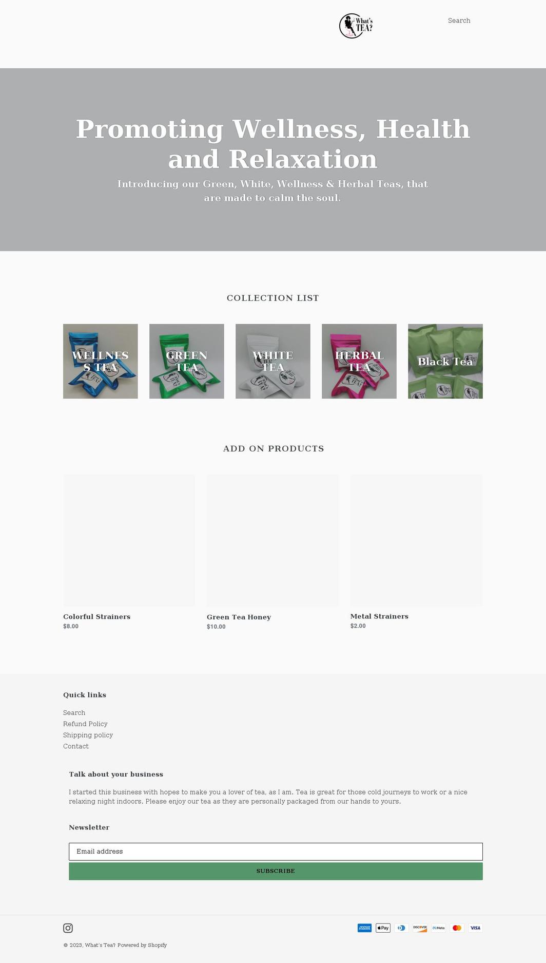 whats-tea.com shopify website screenshot