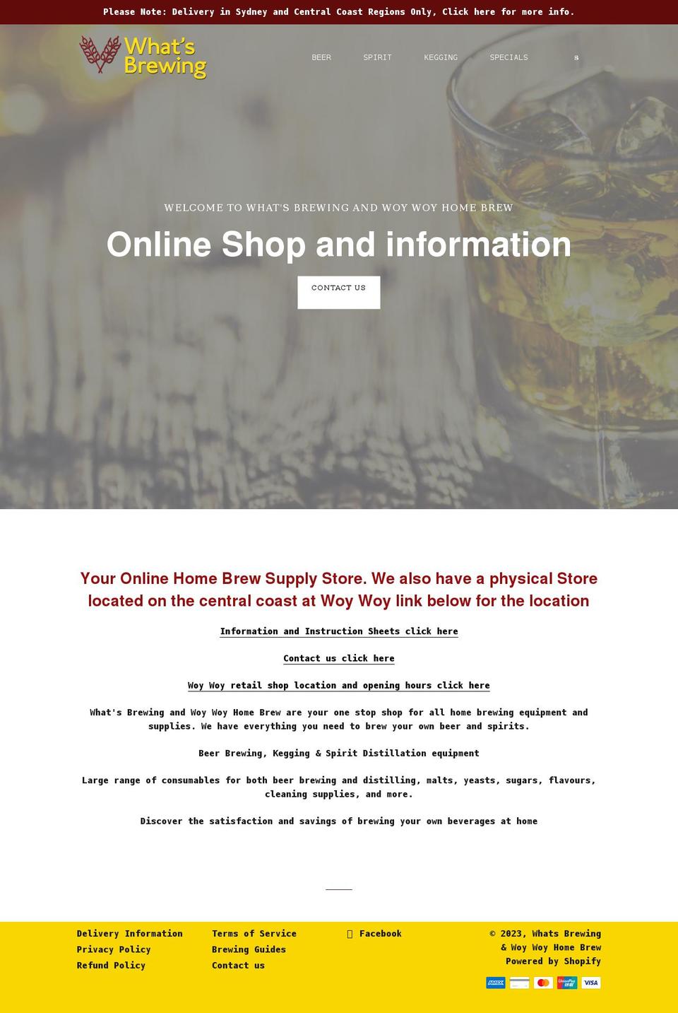whatsbrewing.com.au shopify website screenshot