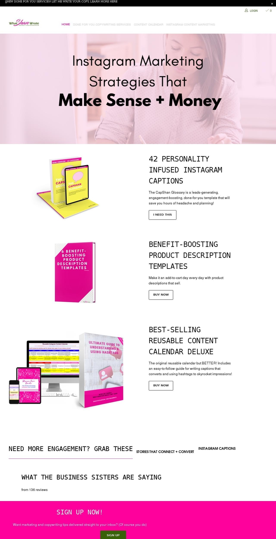 whatshanwrote.com shopify website screenshot