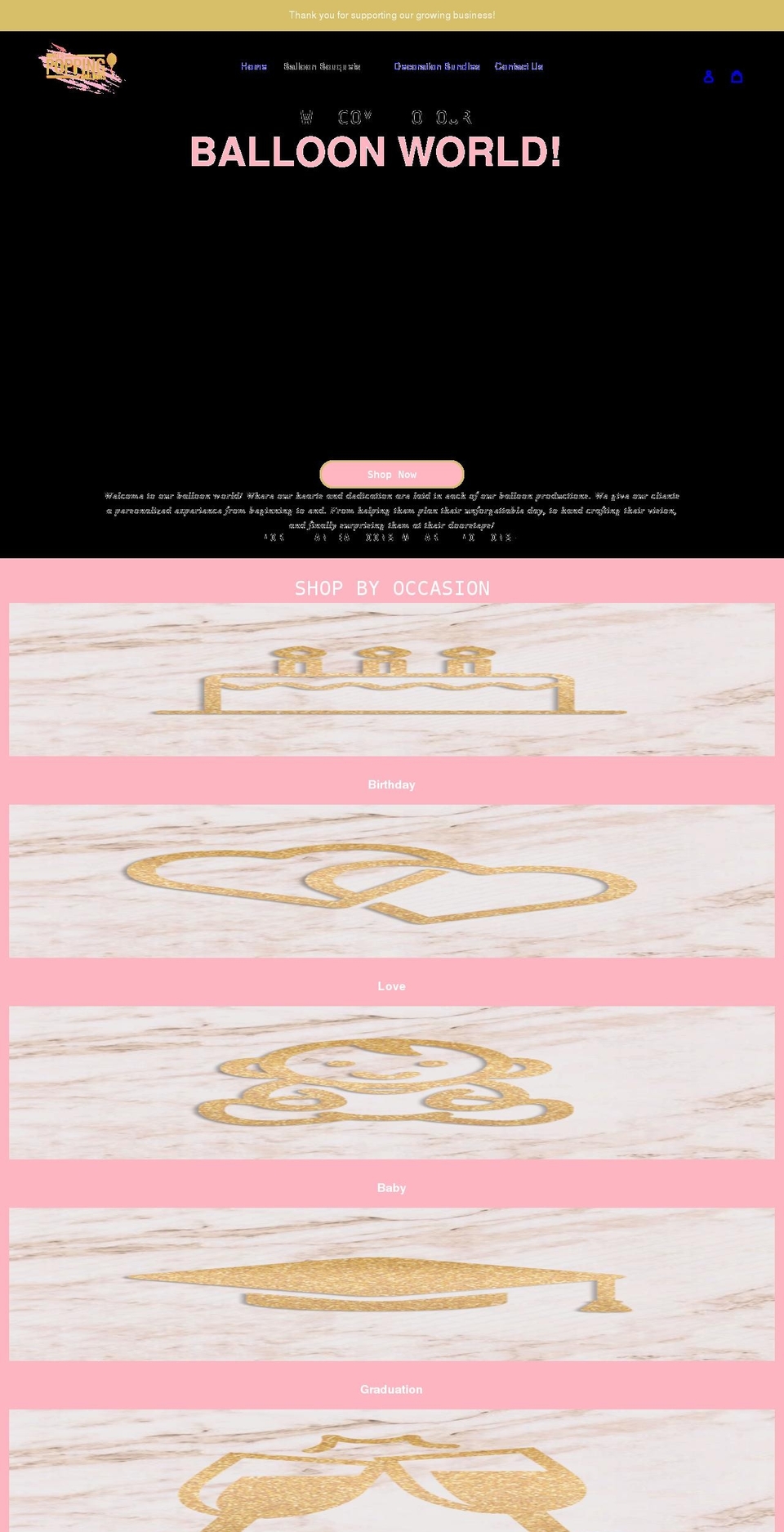 whatspoppingballoons.com shopify website screenshot