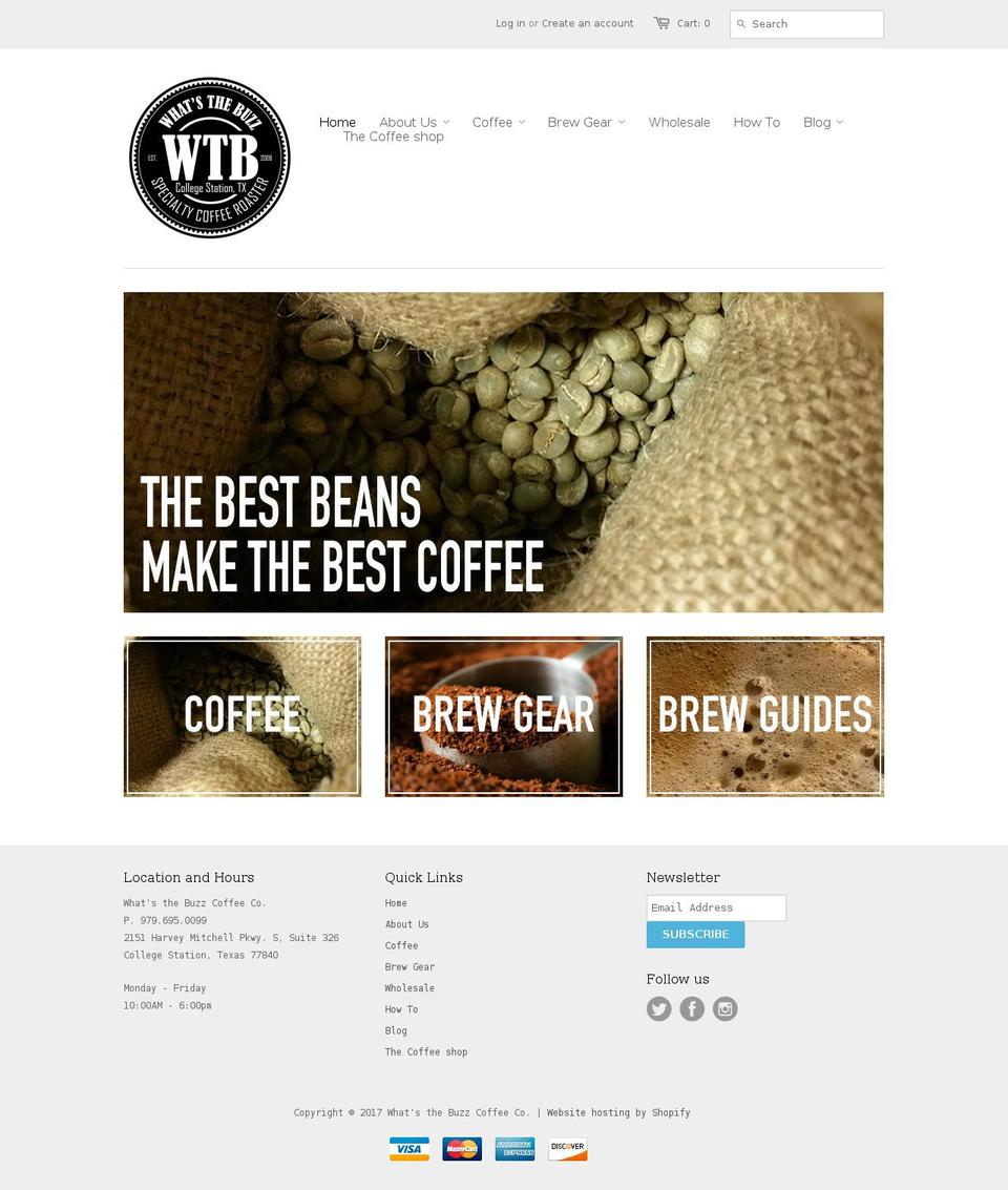 whatsthebuzzcoffee.com shopify website screenshot