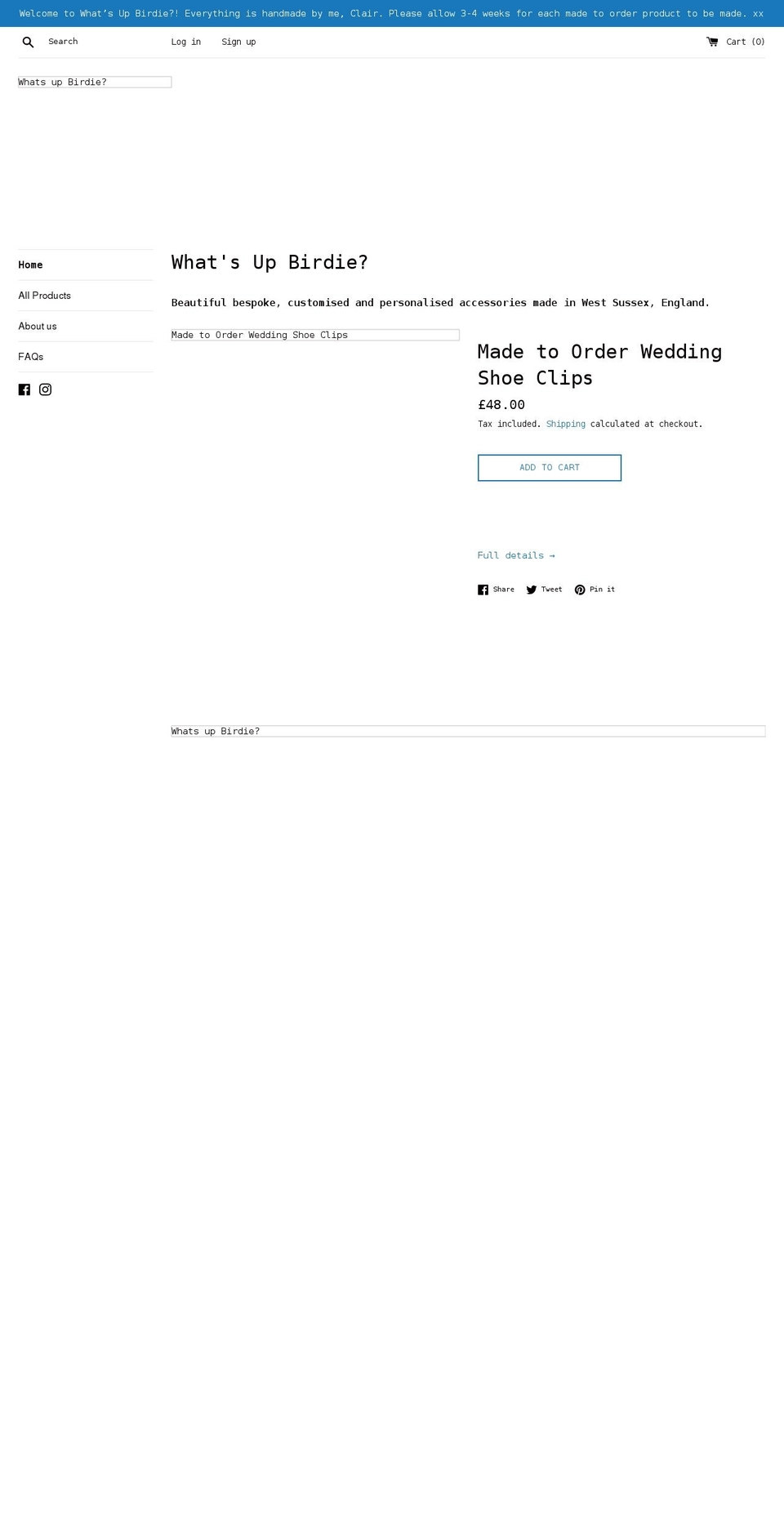 whatsupbirdie.com shopify website screenshot