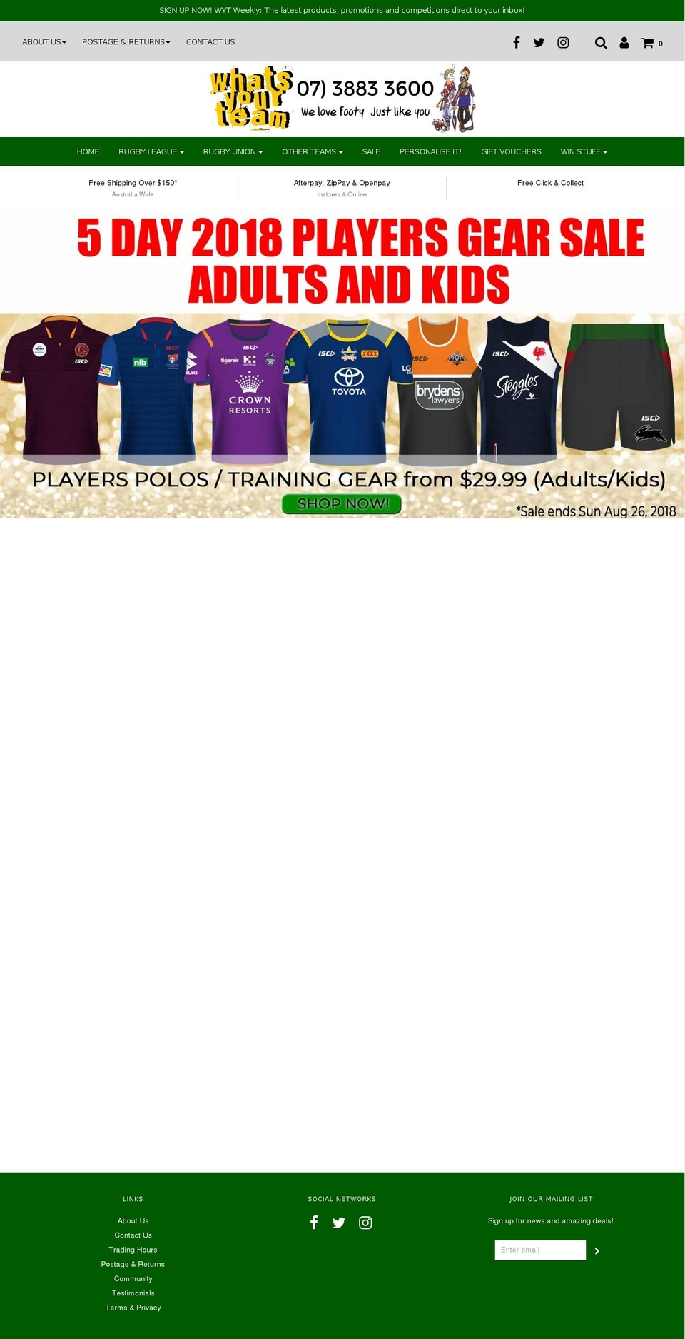 whatsyourteam.com.au shopify website screenshot