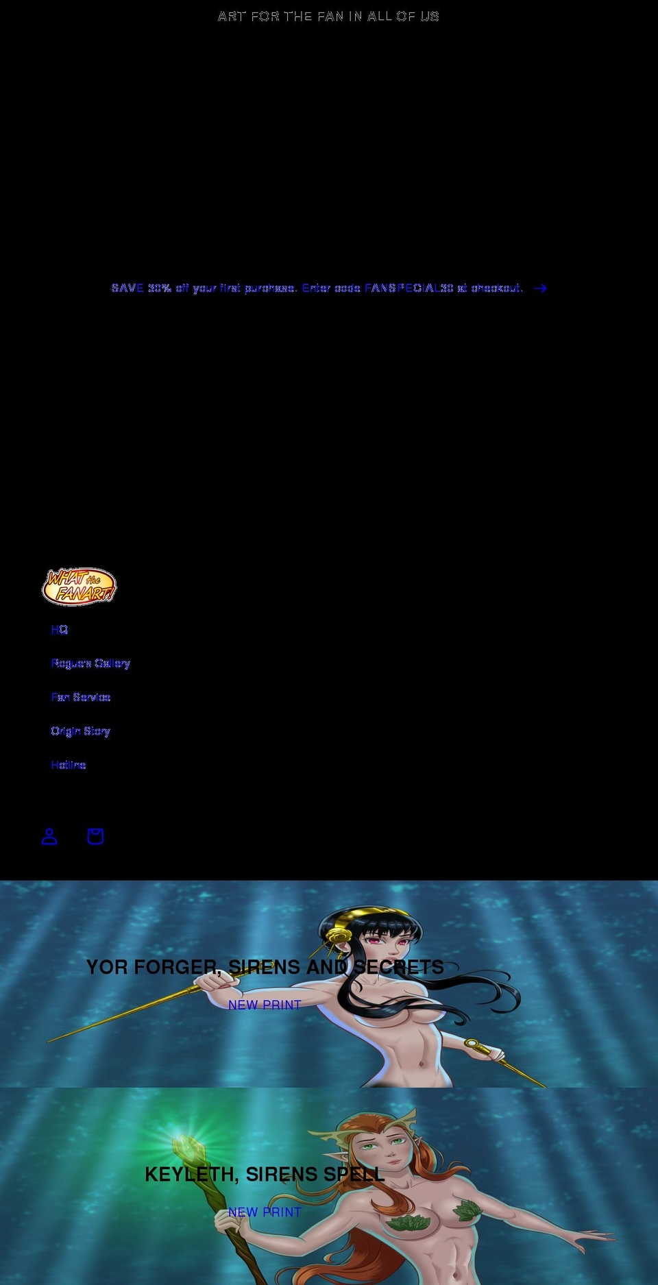 whatthefanart.com shopify website screenshot