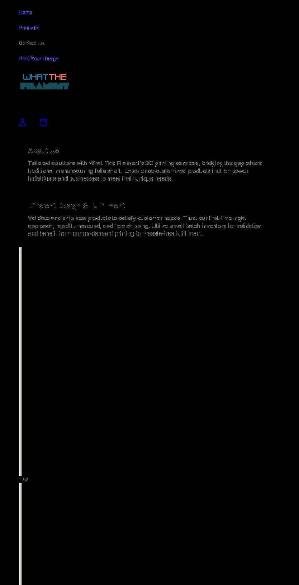 whatthefilament.com shopify website screenshot