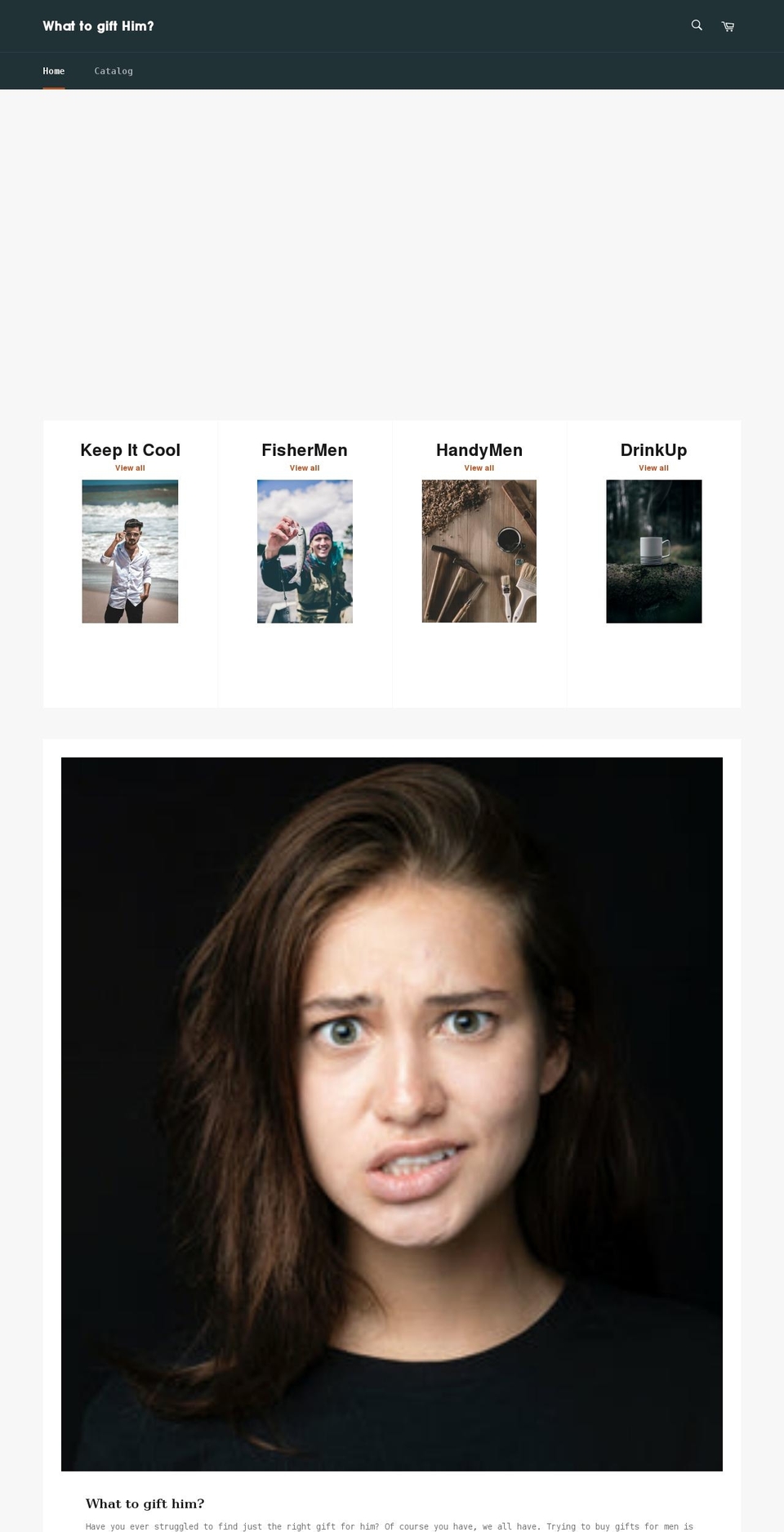 whattogifthim.com shopify website screenshot