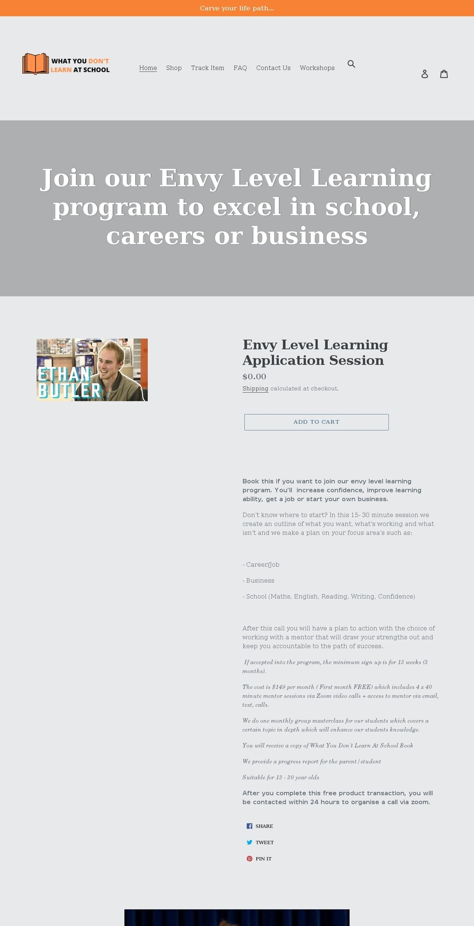 whatyoudontlearnatschool.com shopify website screenshot