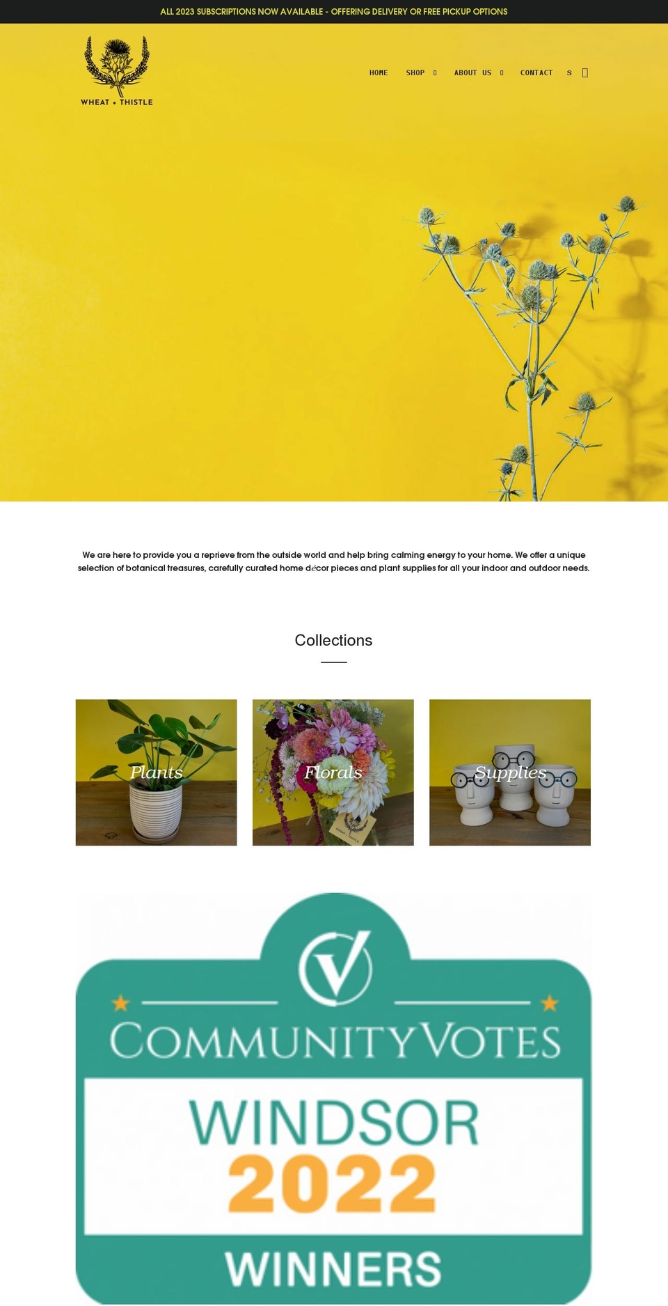 wheatandthistle.com shopify website screenshot