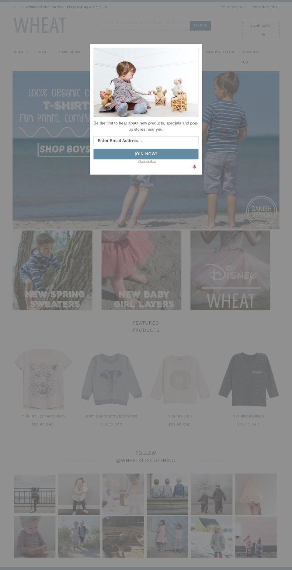 wheatkids.ca shopify website screenshot