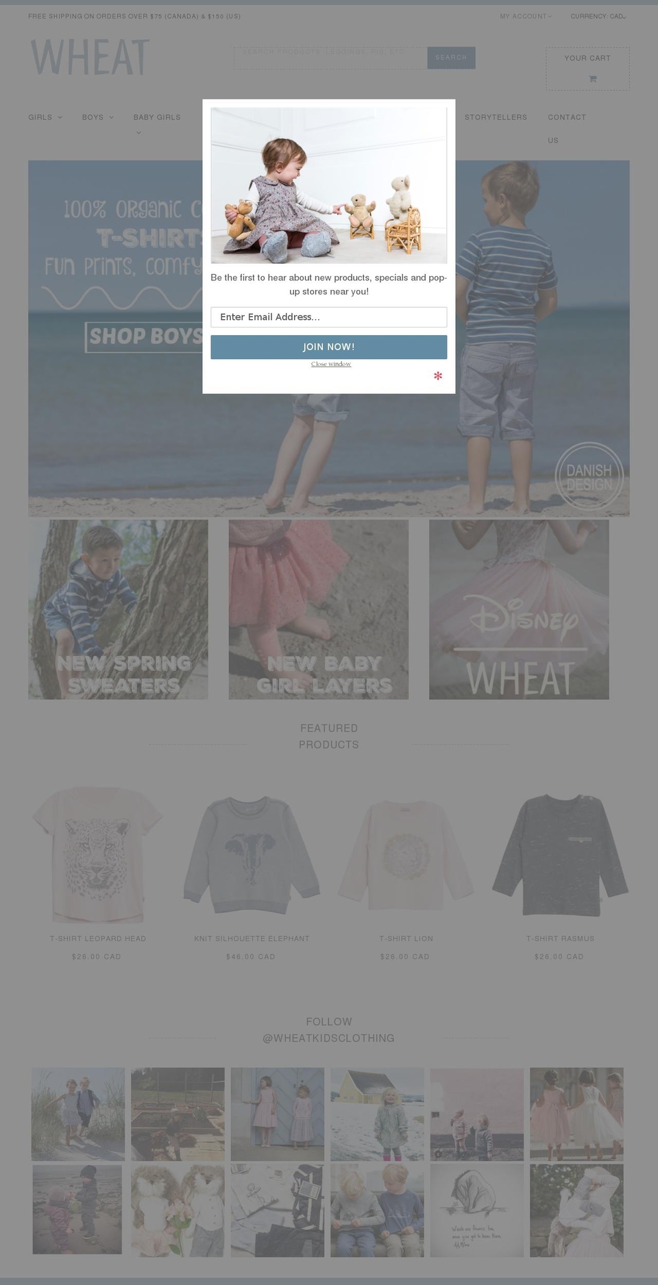 wheatkidsclothing.com shopify website screenshot