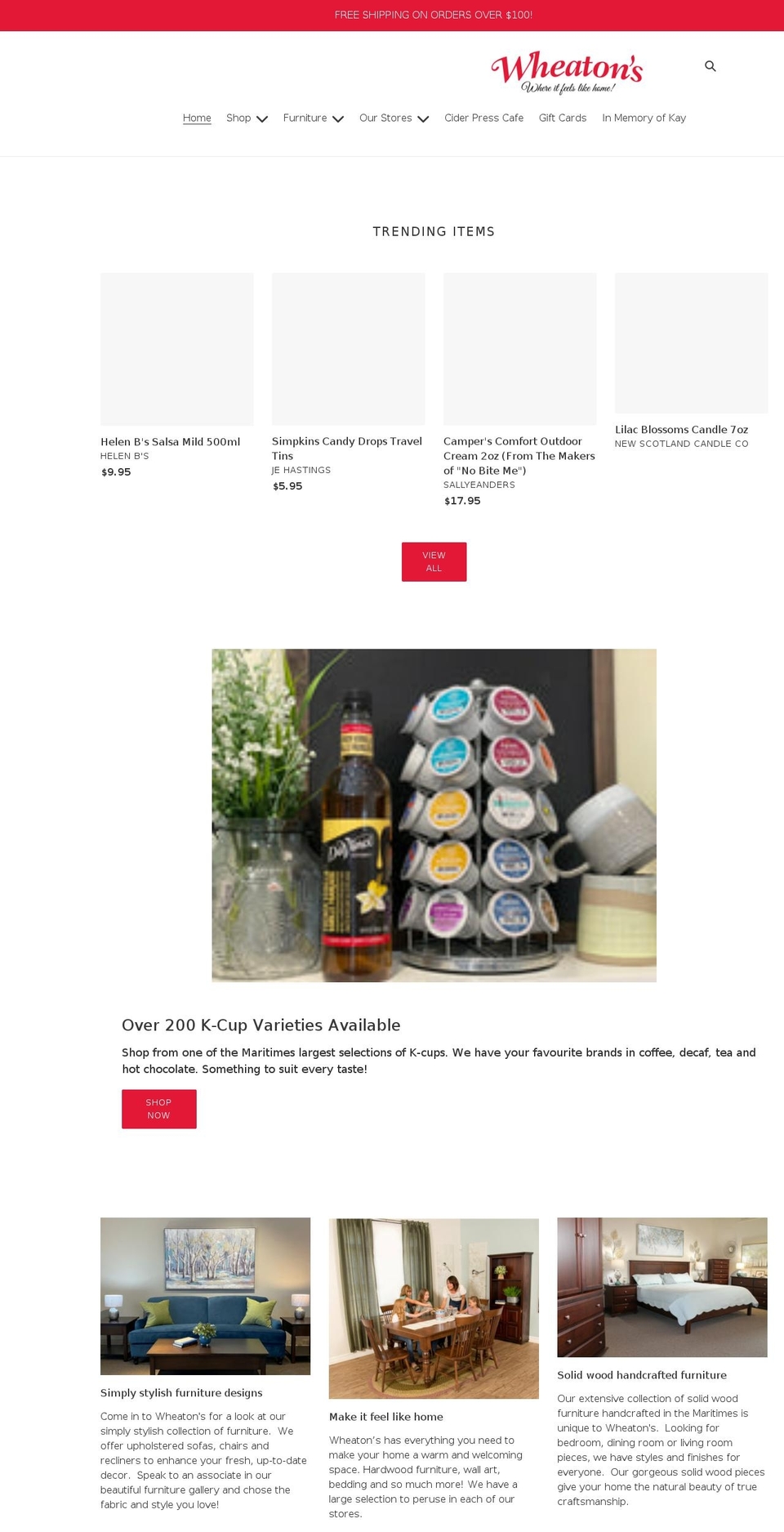wheatons.ca shopify website screenshot