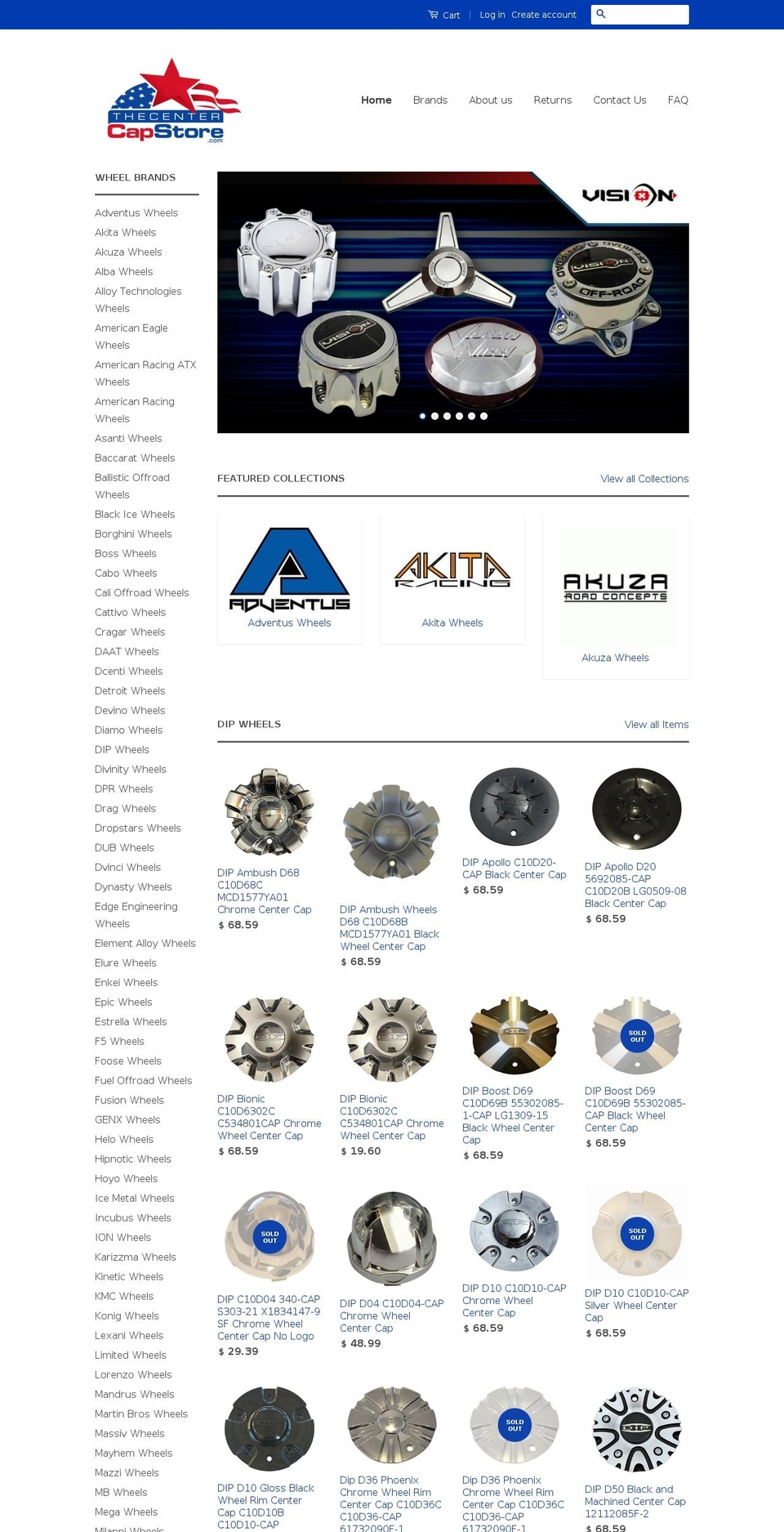 wheelcentercaps.net shopify website screenshot