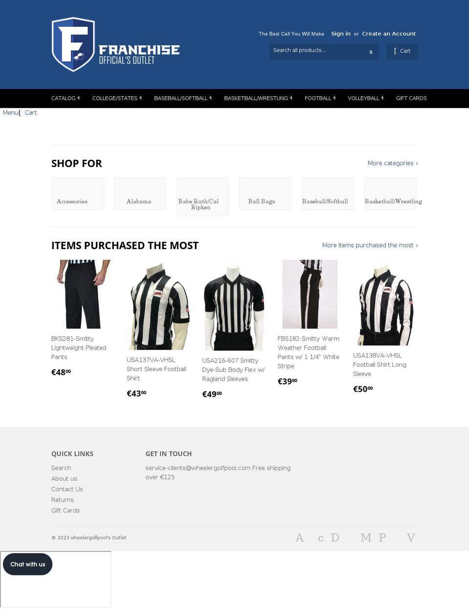 wheelergolfpool.com shopify website screenshot