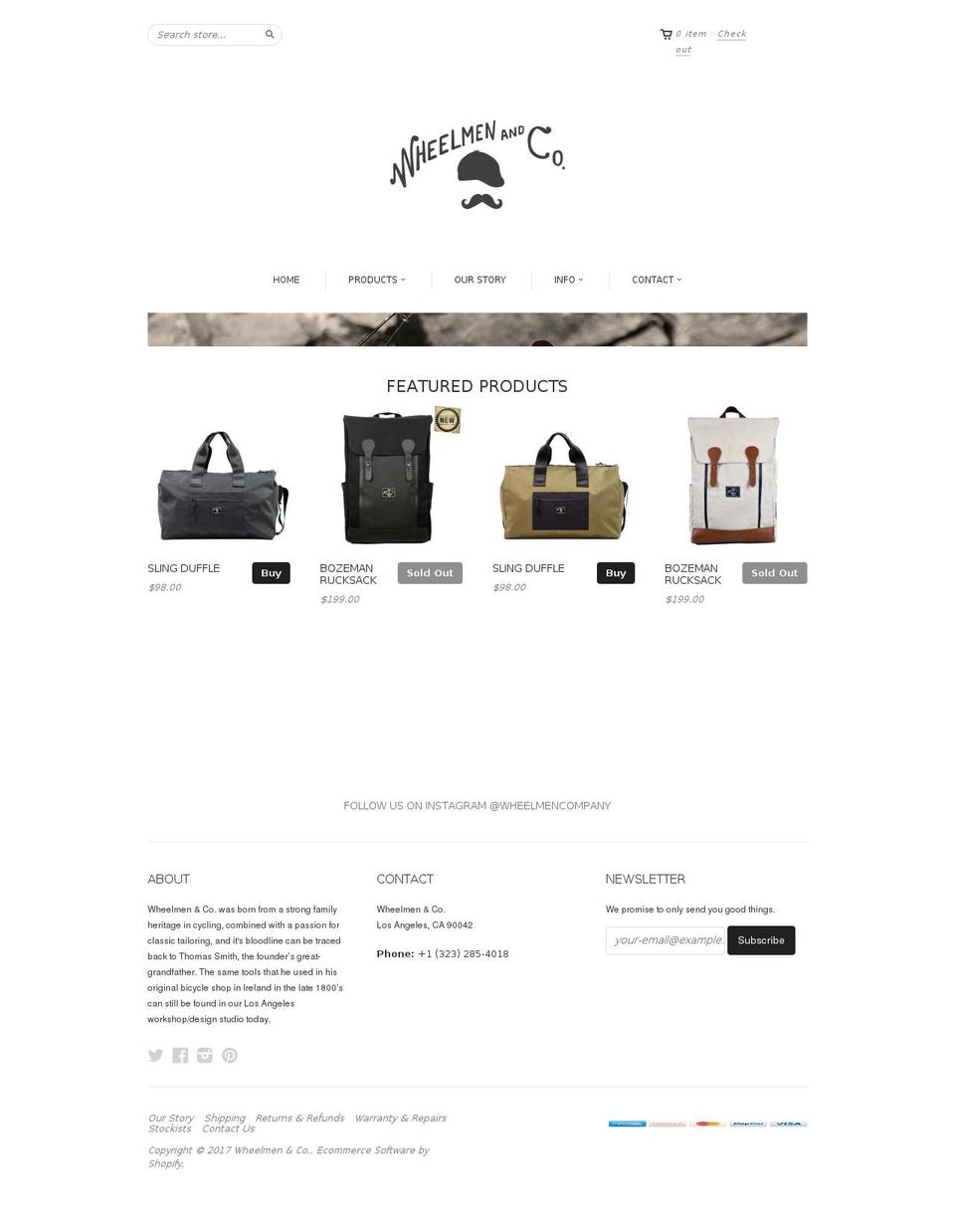 wheelmancompany.com shopify website screenshot