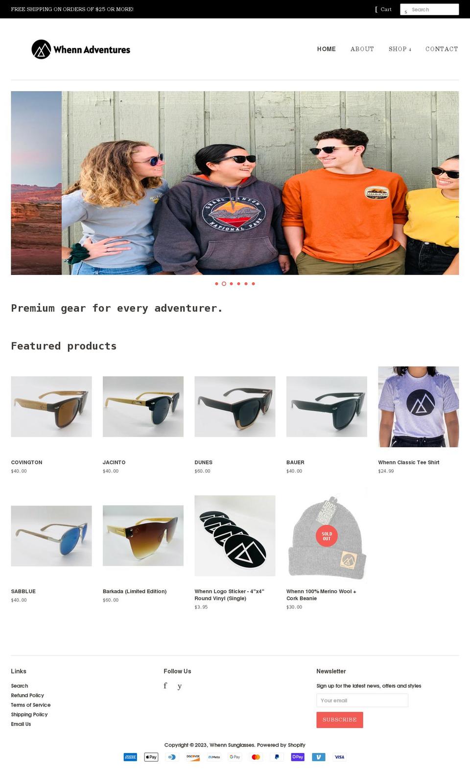 whennsunglasses.com shopify website screenshot