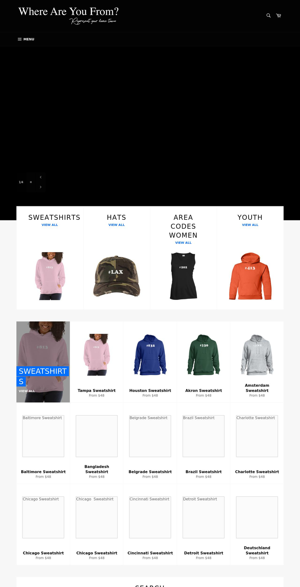 whereareyoufrom.us shopify website screenshot