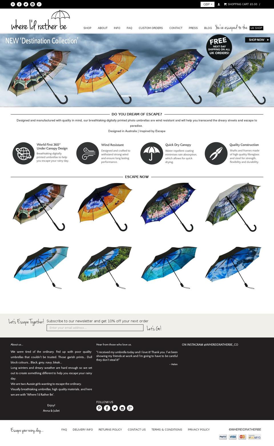 whereidratherbe.com shopify website screenshot