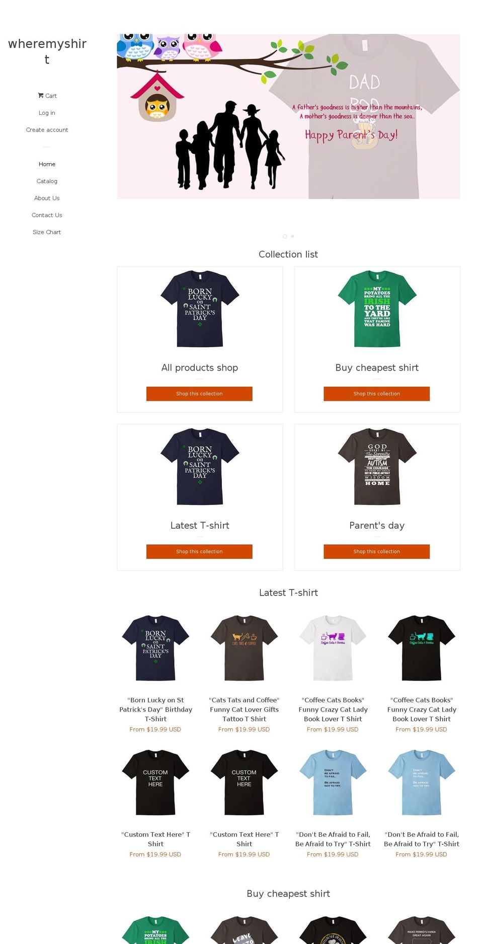 wheremyshirt.com shopify website screenshot
