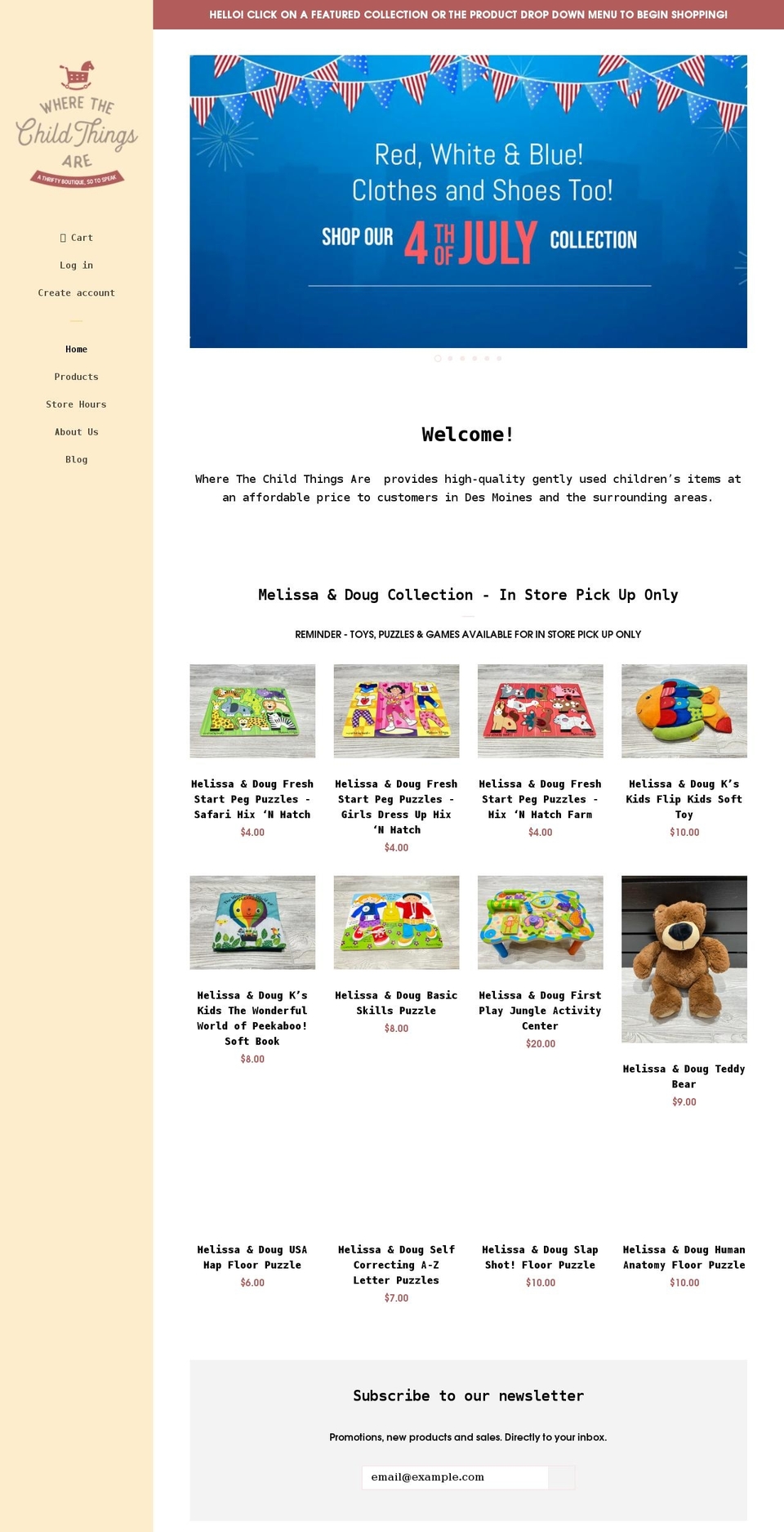 wherethechildthingsaredsm.com shopify website screenshot