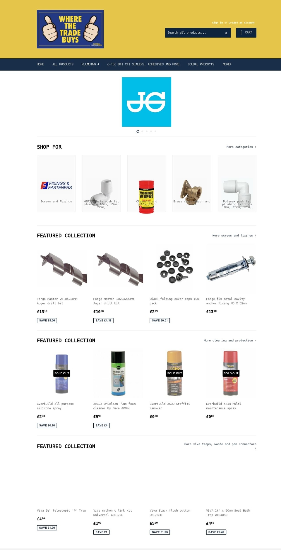 wherethetradebuy.co.uk shopify website screenshot