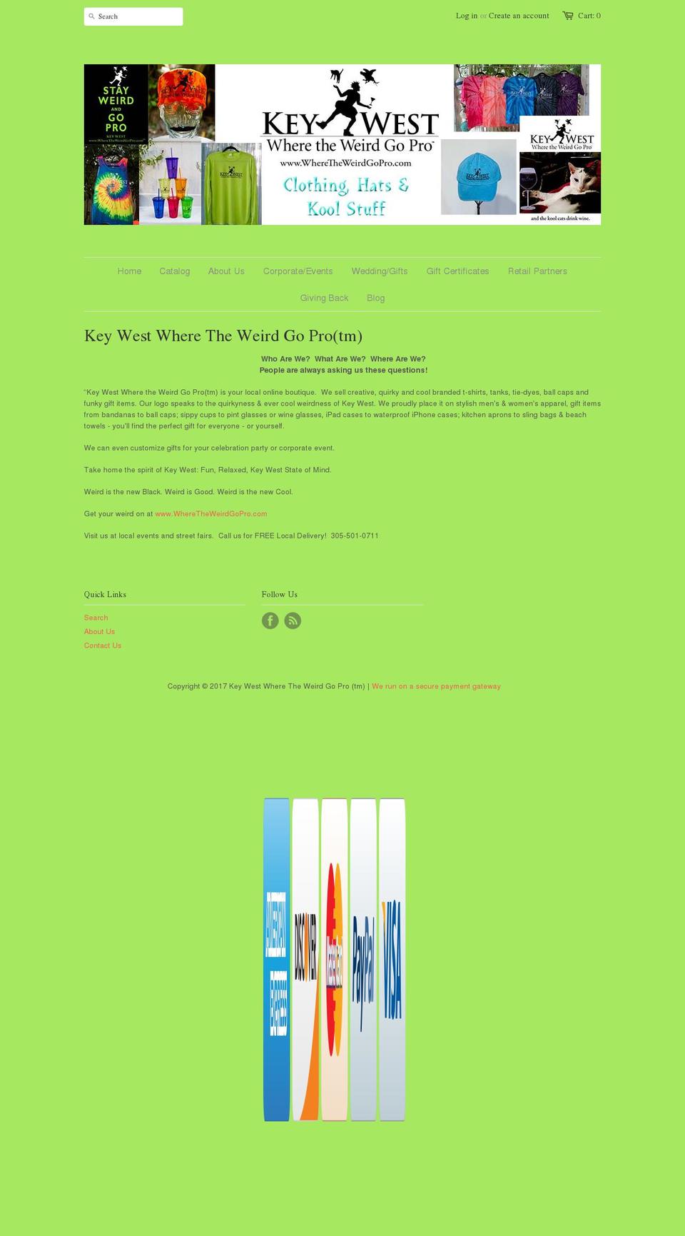 wheretheweirdgopro.com shopify website screenshot