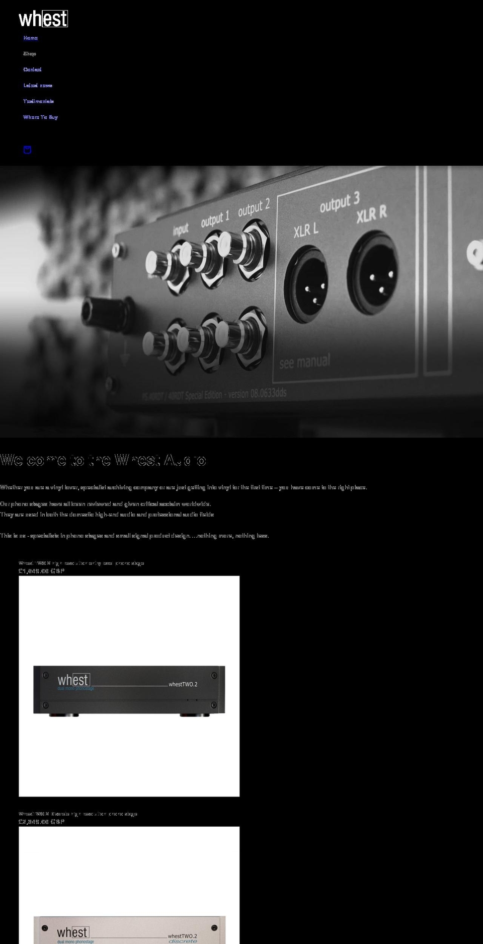 whestaudio.co.uk shopify website screenshot