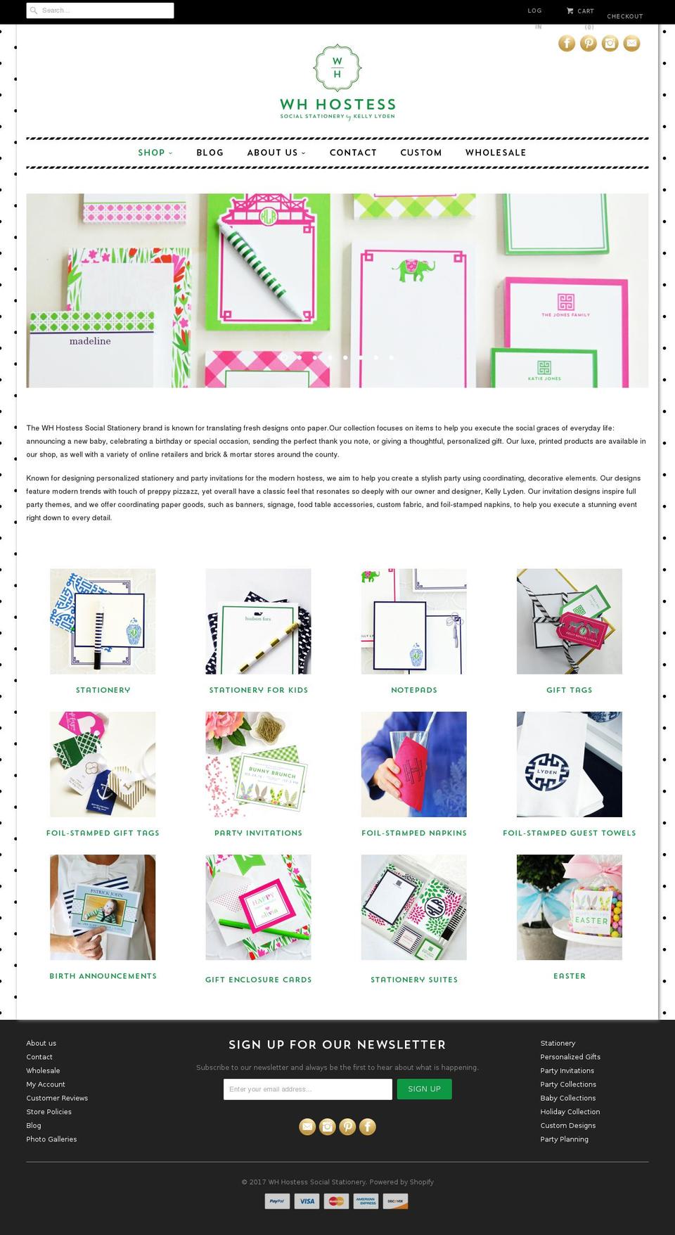 whhostess.com shopify website screenshot