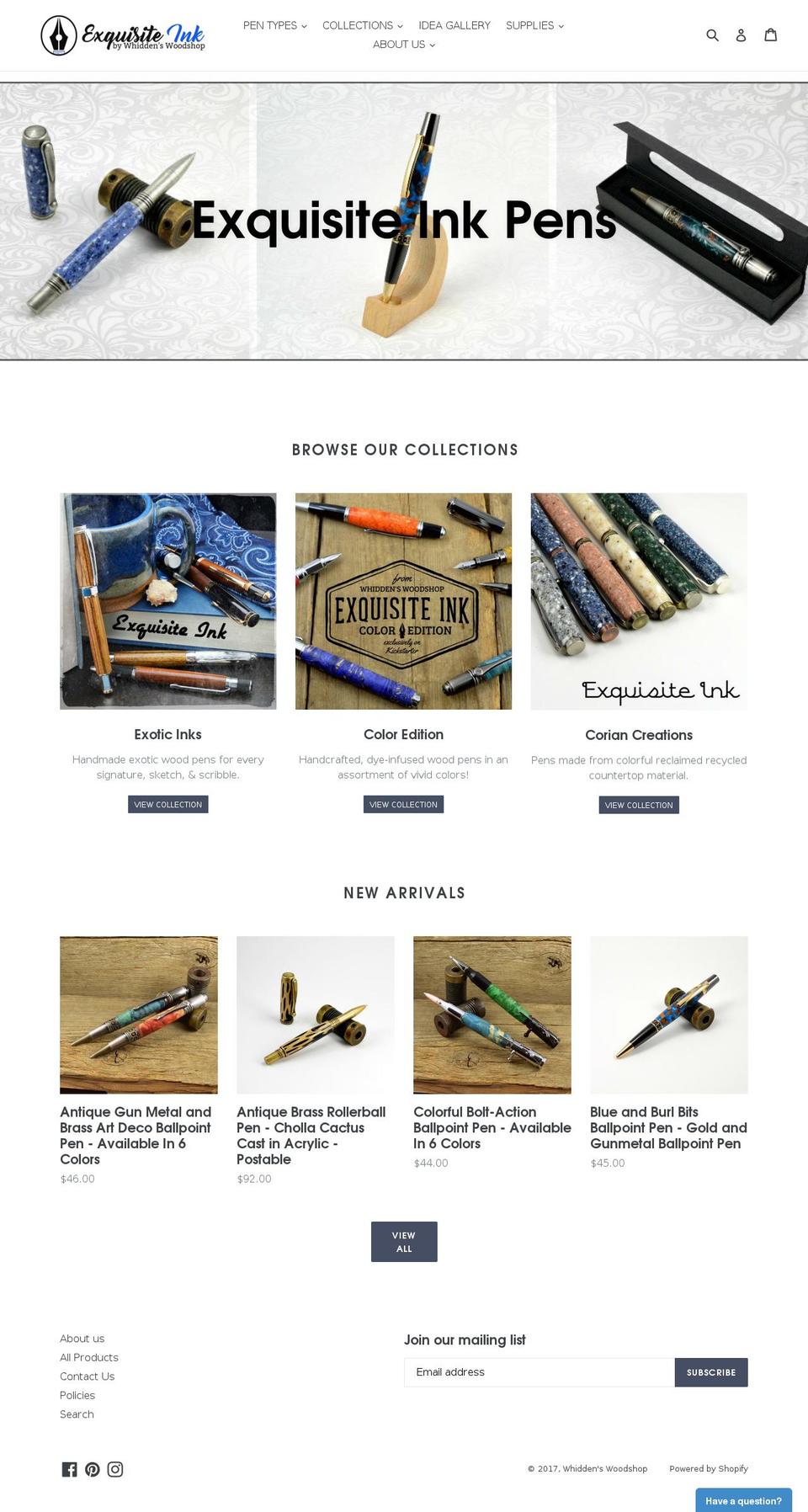 whiddenswoodshop.com shopify website screenshot