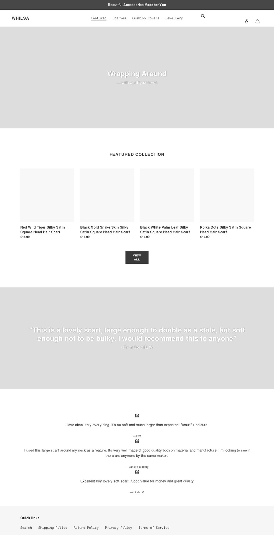 whilsa.com shopify website screenshot