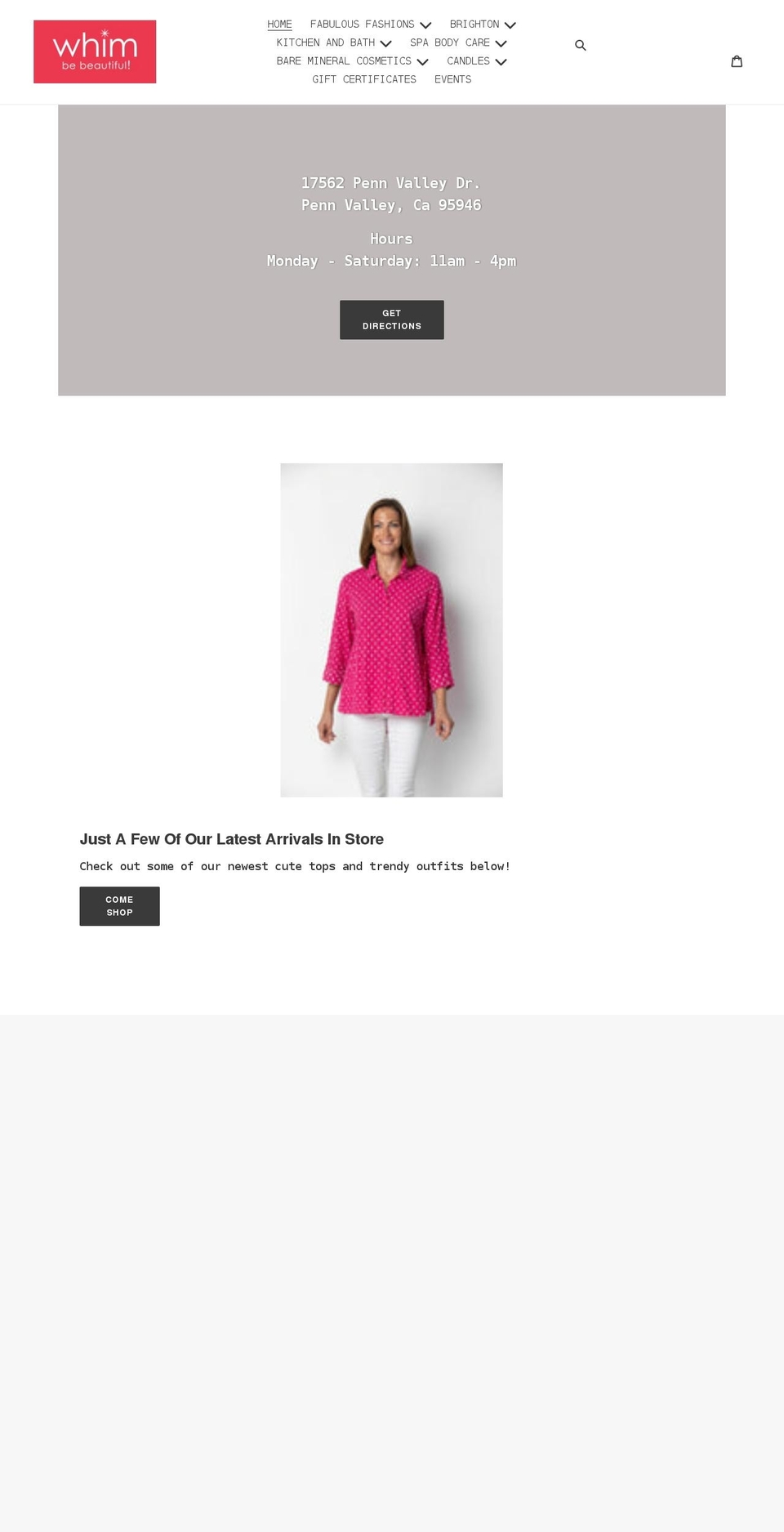 whimbebeautiful.com shopify website screenshot