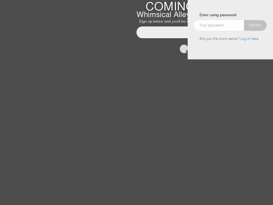 whimsicalalley.com shopify website screenshot