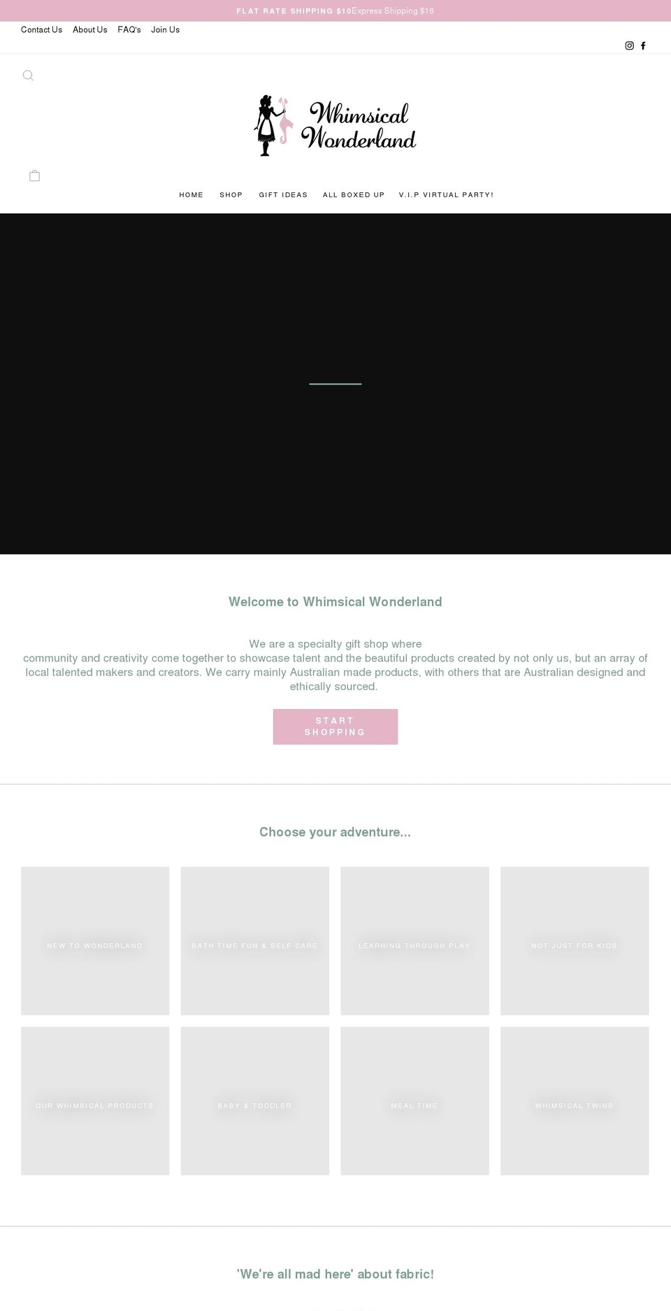whimsicalwonderland.com.au shopify website screenshot