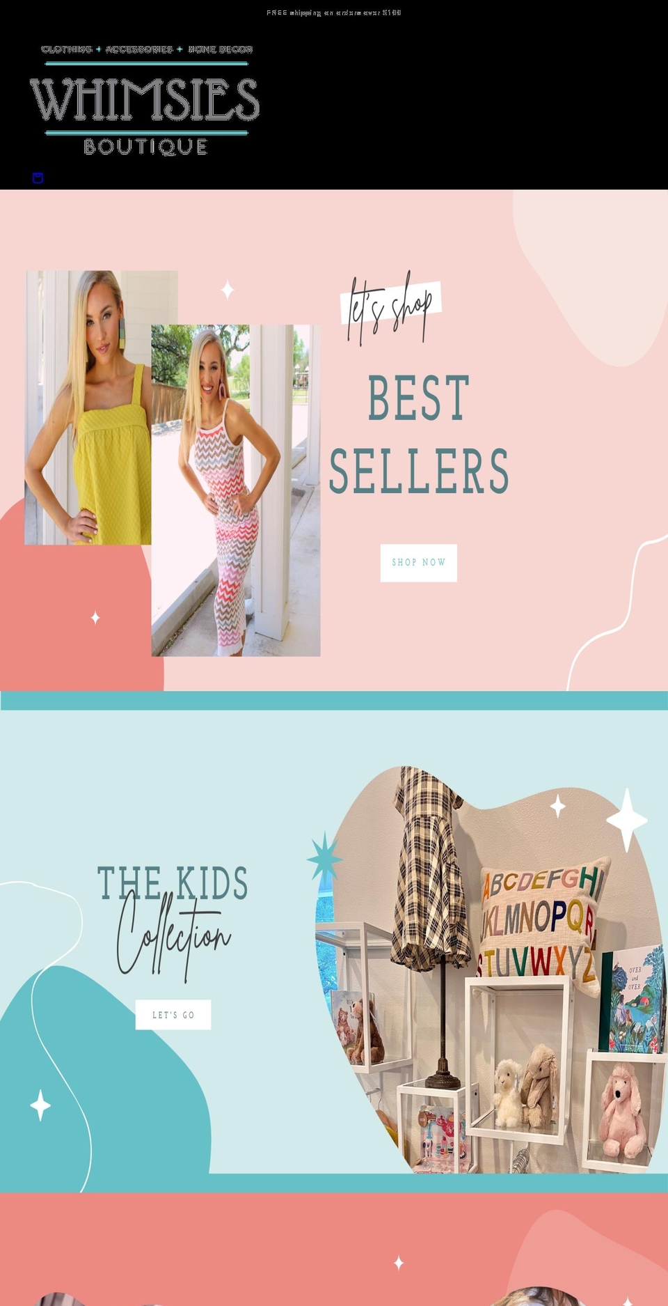 whimsiesboutique.com shopify website screenshot