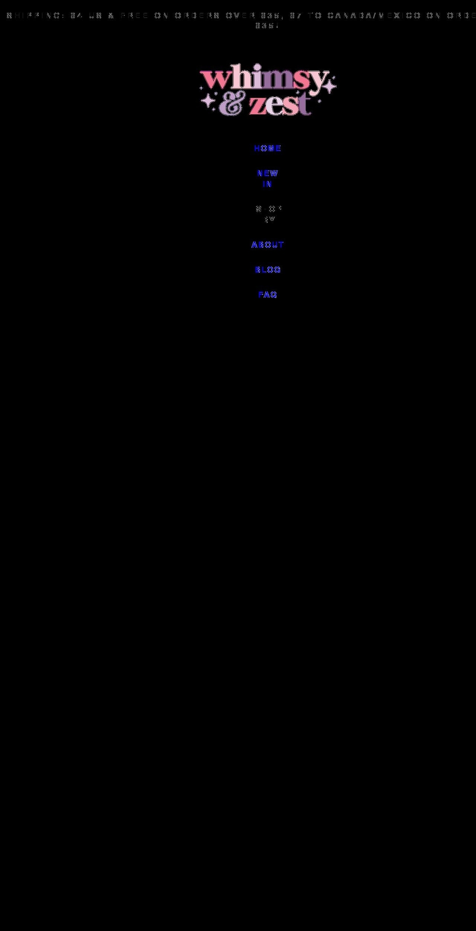whimsy-zest.myshopify.com shopify website screenshot