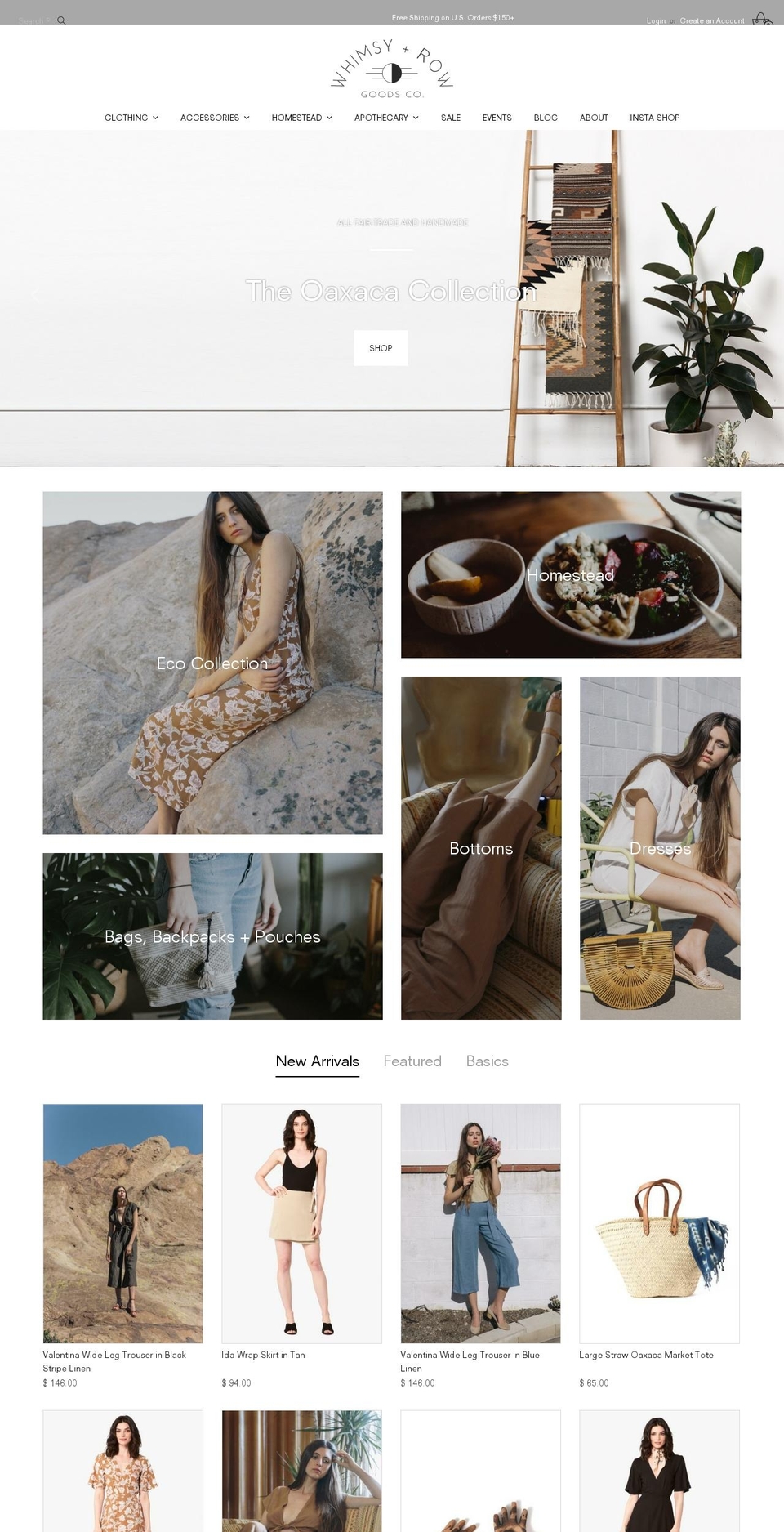 whimsyandrow.com shopify website screenshot