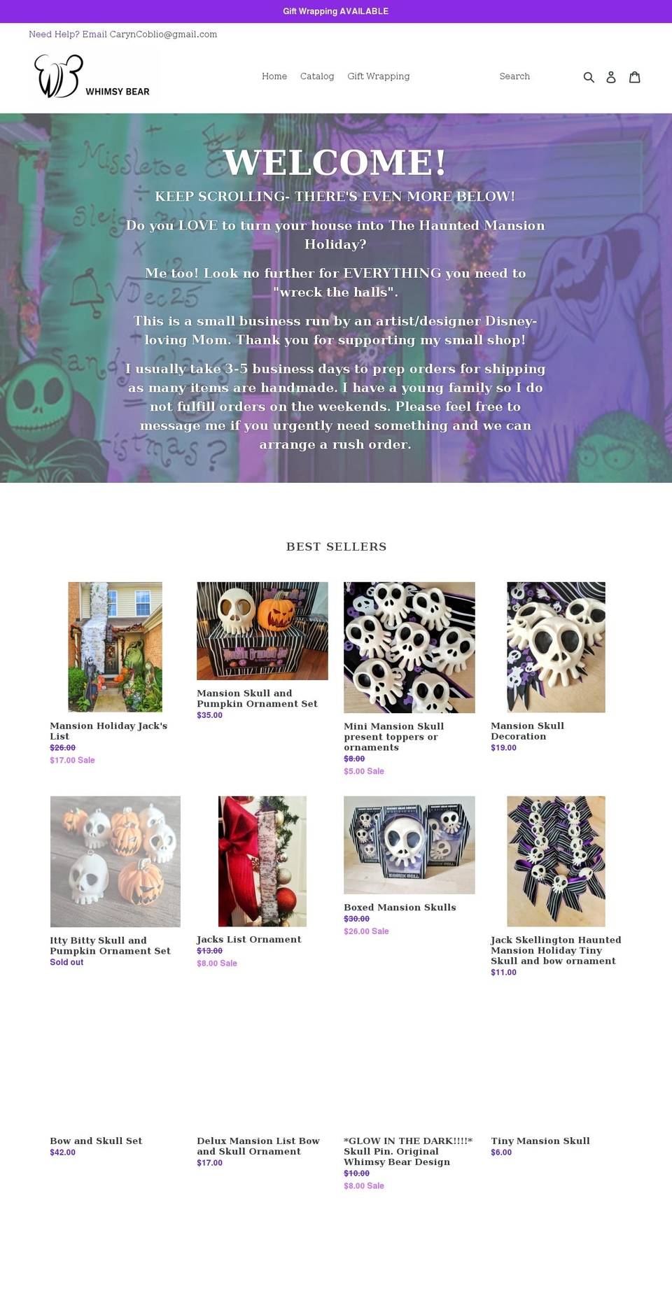 whimsybeardesigns.com shopify website screenshot