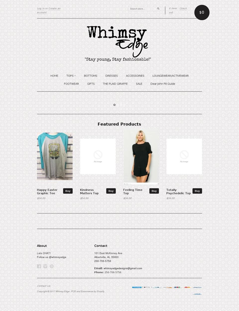 whimsyedge.com shopify website screenshot
