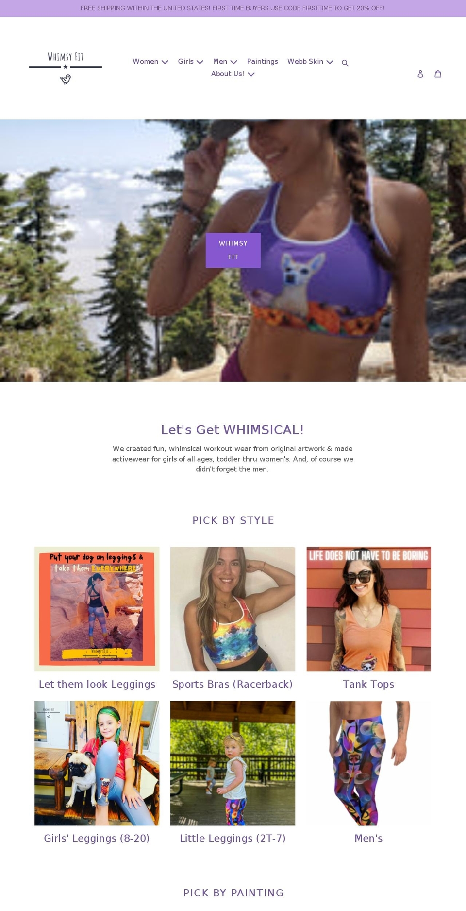 whimsyfit.com shopify website screenshot