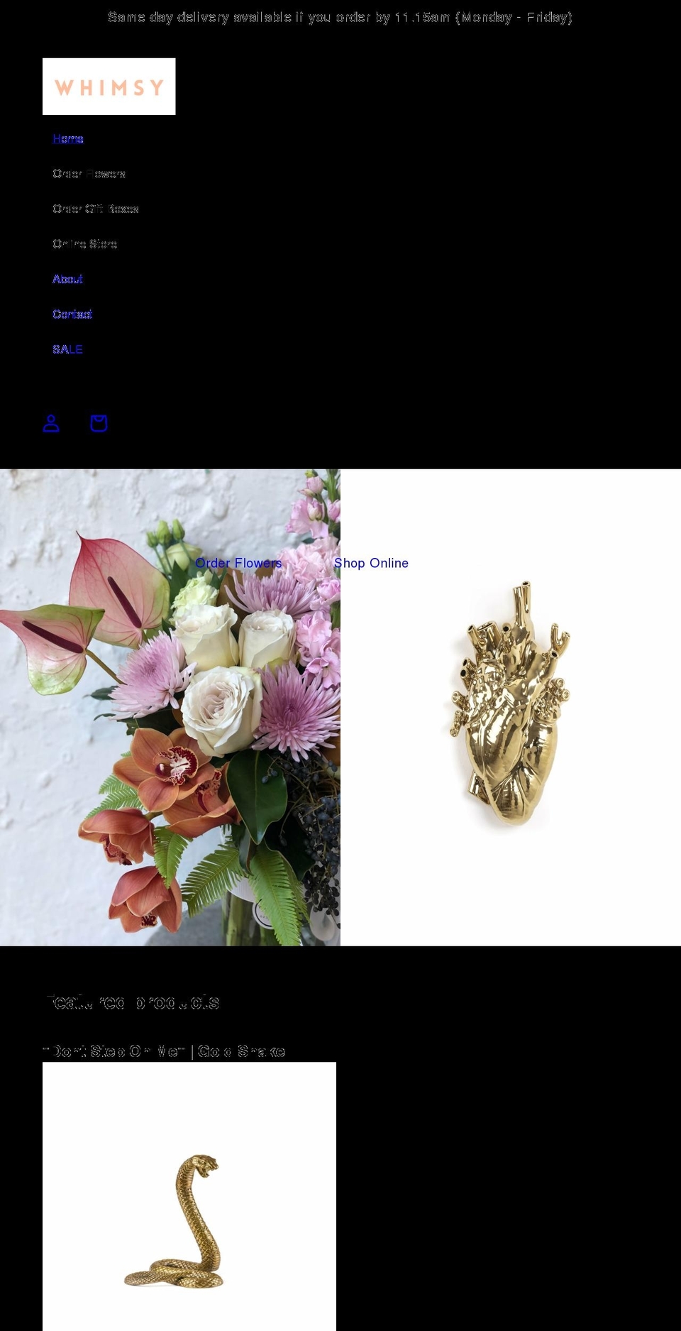 whimsyflorist.com.au shopify website screenshot