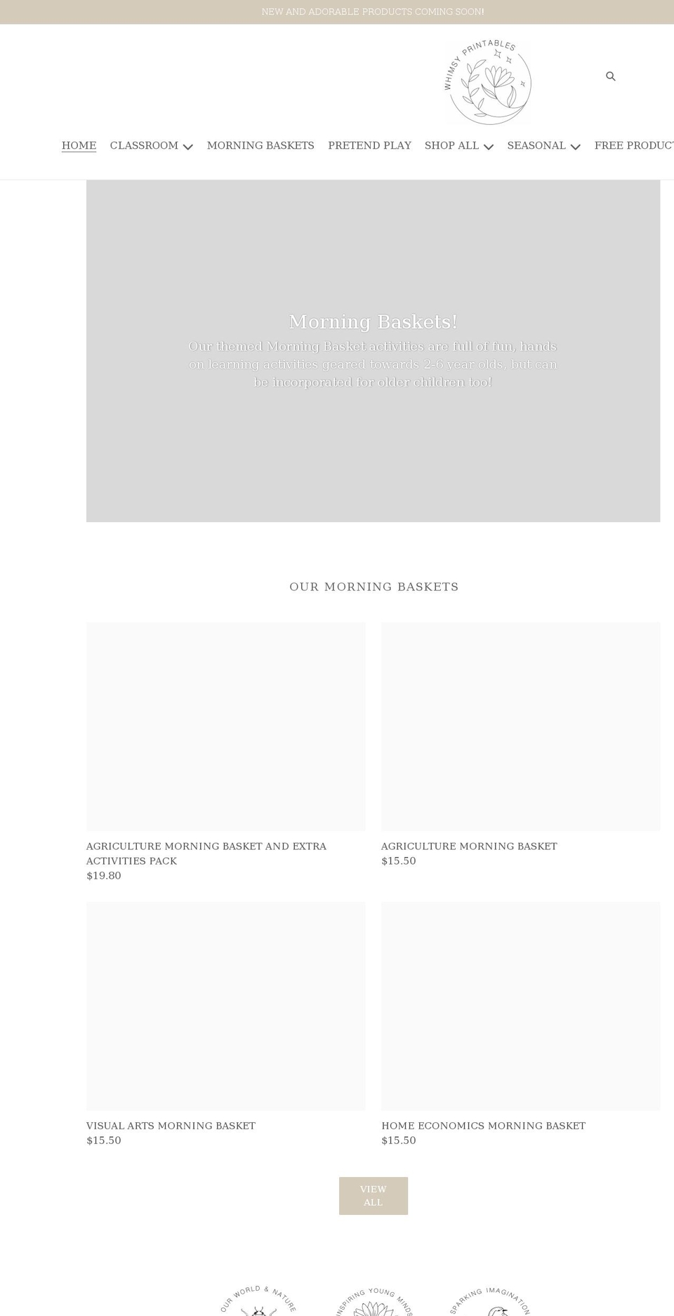whimsyprintables.com.au shopify website screenshot